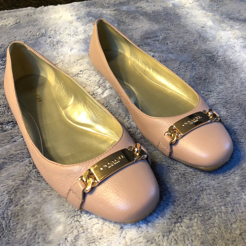 Coach rose pink leather flats